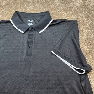 FLX Urban Commuter Men XL Polo Shirt Gray Honeycomb Textured Tipped Short Sleeve